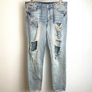Rue 21 distressed frayed blue jeans 5 6